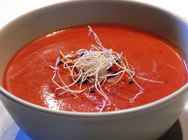 gazpacho cerezas brotes soja