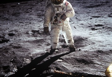 Buzz Aldrin after the Apollo 11 moon landing