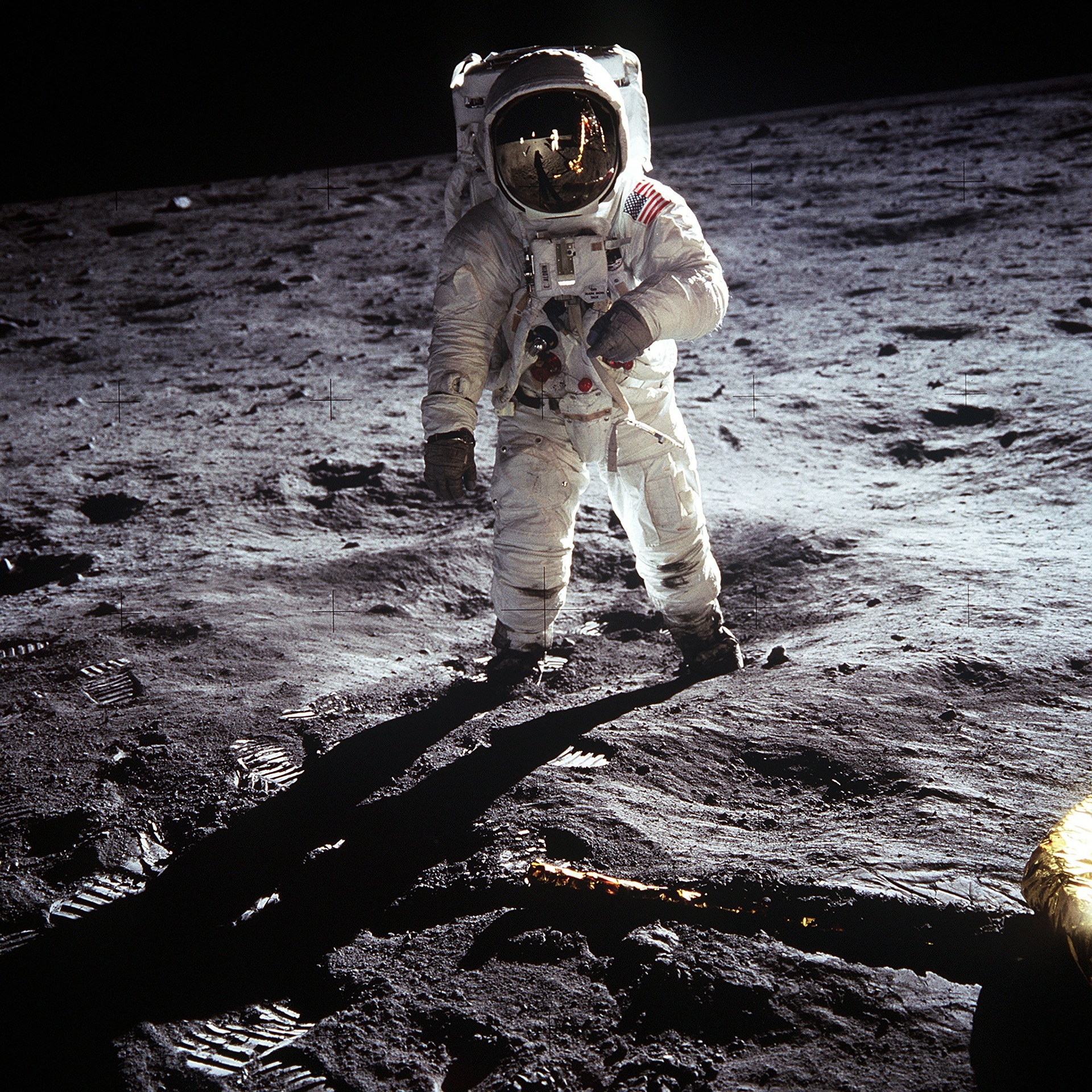 Buzz Aldrin tras el alunizaje del Apolo 11